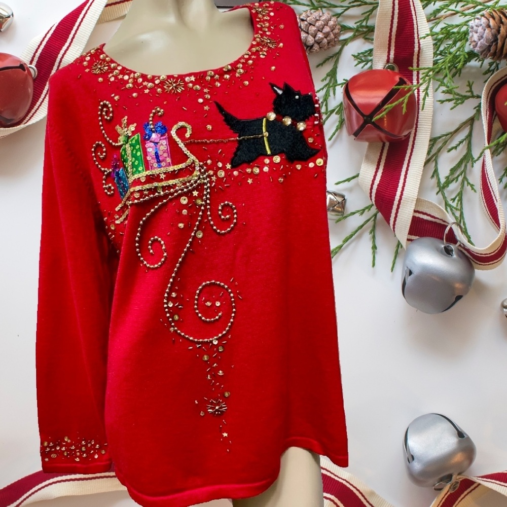 Holiday Christmas Red Knit Sweater Large